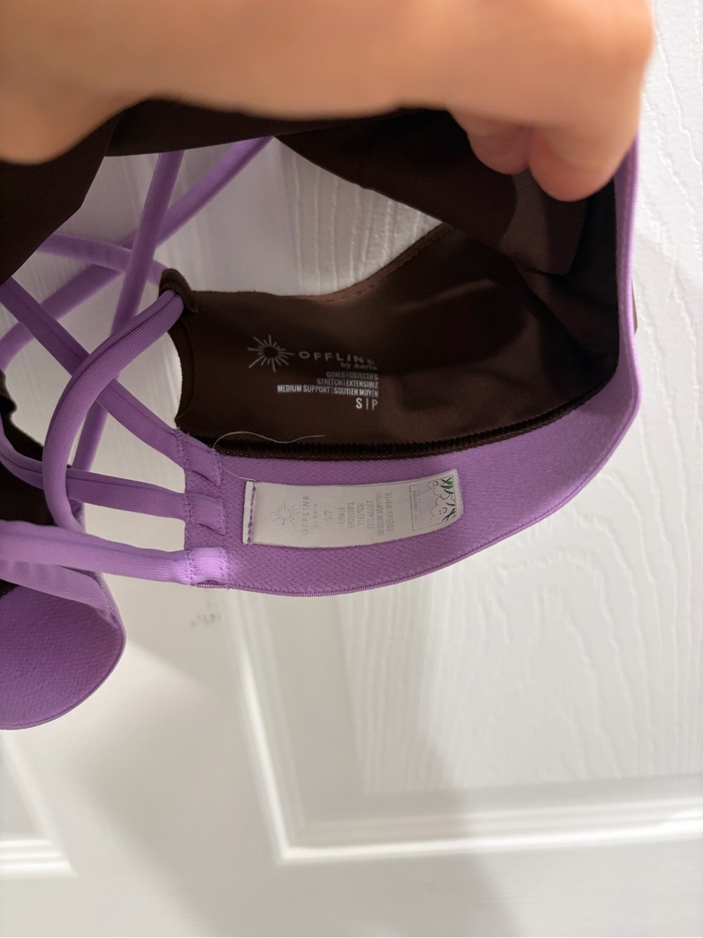 aerie Brown & Lavender Colorblock Leggings with Strappy Sports Bra - Picture 4 of 5